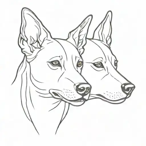 Two Dog Head Outline