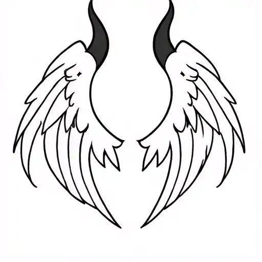 Small Angel Wings With Devils Horn
