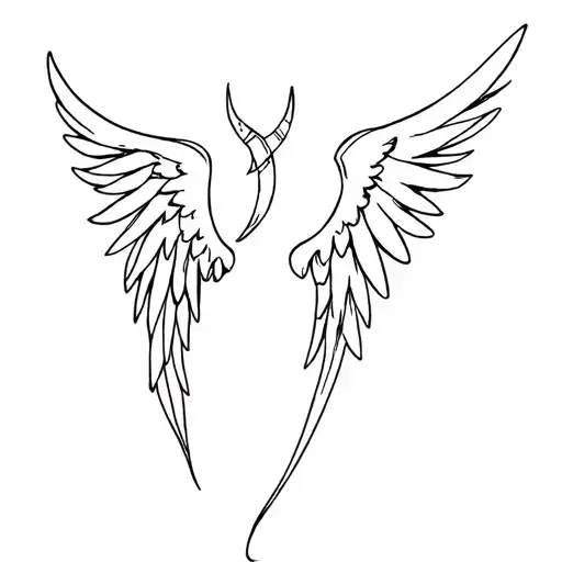 Small Angel Wings With Devils Horn On Top