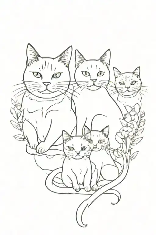 Famaly With Cat Sitting