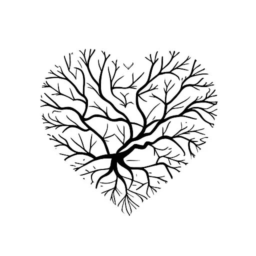 A Small Tree With Roots Growing Into The Shape Of A Heart