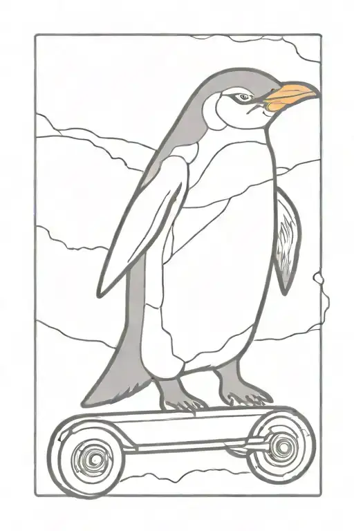 Penguin Holding A Skateboard Deck