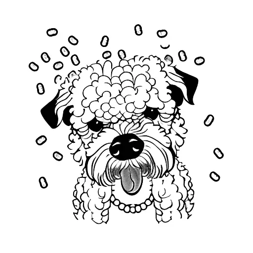 Create A Minimalist Tattoo Of A Poodle Dog Surrounded By Coffee Beans