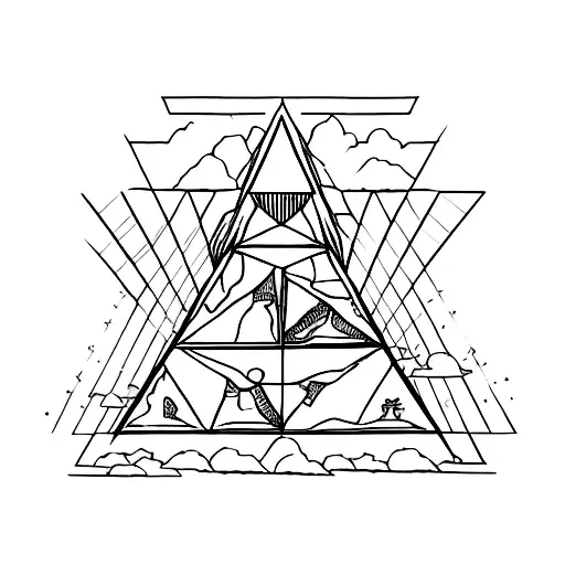 One Pyramid Near Of One Dinosaur