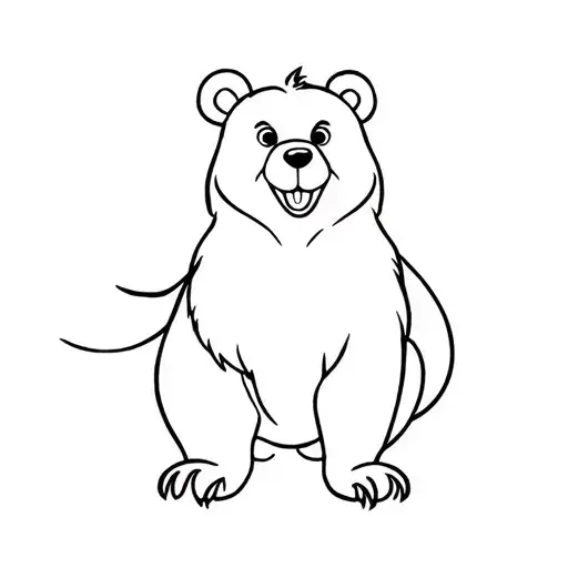 Disney Kenai Bear In Line Art Tattoo Style