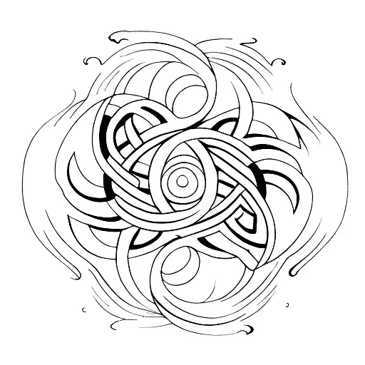 A Minimalist Tattoo Of A Yin Yang Symbol With Intricate Patterns