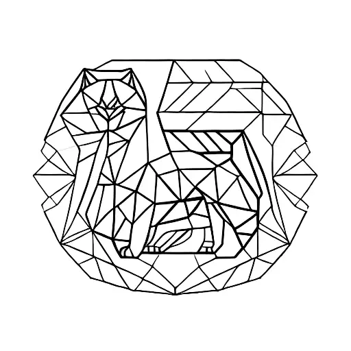 Geometric Cat Silhouette In A Nature Scene