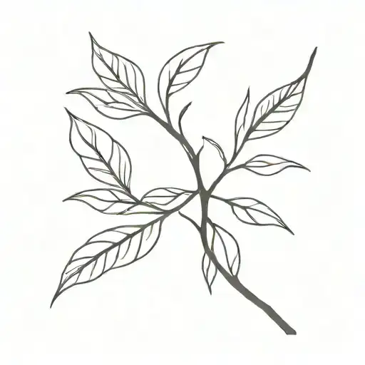 Forarm Small Tree Branch With 4 Leaves Growing Together