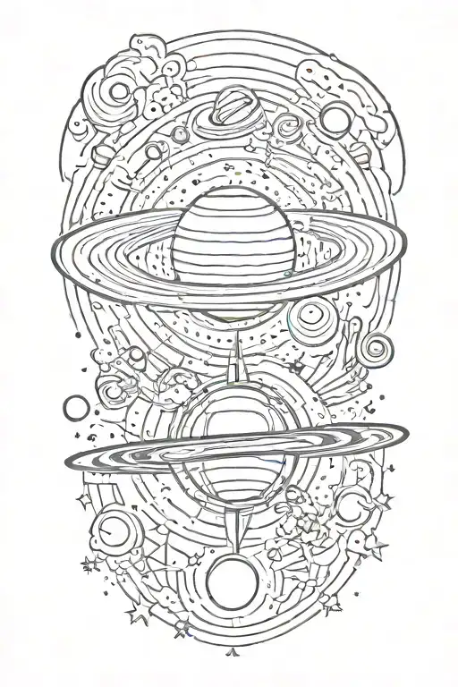 Saturn Coldplay Space Themed Tattoo Design Inspired