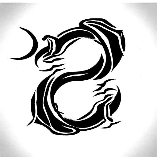 2 Dragons Around Ying And Yang Blowing Fire On It