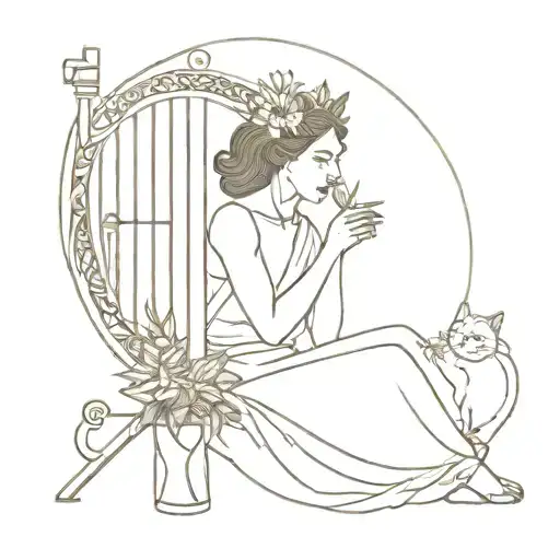 Queen Of Wands With A Cat In Her Lap