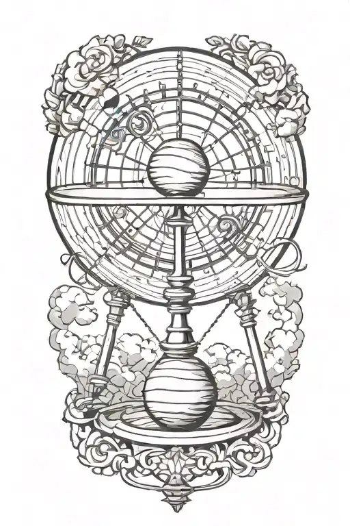 Armillary Sphere With Clouds Floating