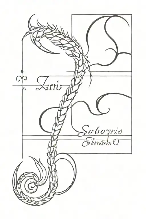 Thin Spine Tattoo Featuring Scorpio Zodiac Sign