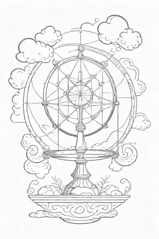Armillary Sphere With Clouds Surrounding