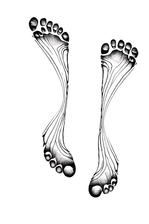 Footprints Alternating Black And White Prints Leading