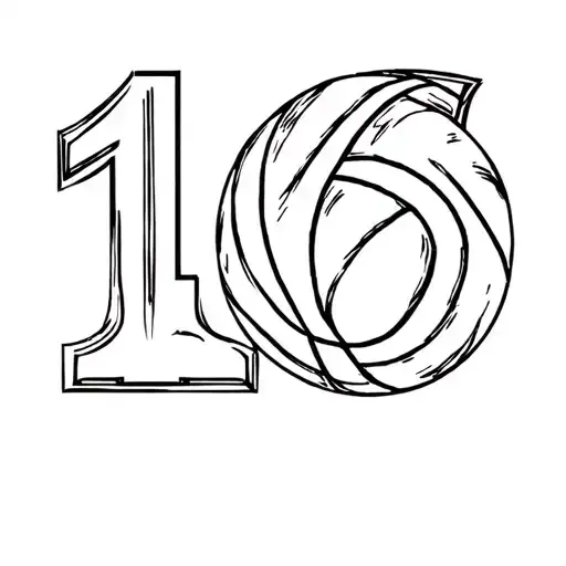 Basketball Themed Number 16 Black And White