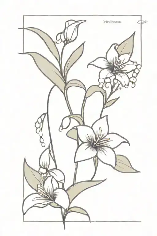 2 Violet Flowers And Lily Of The Valley Flower