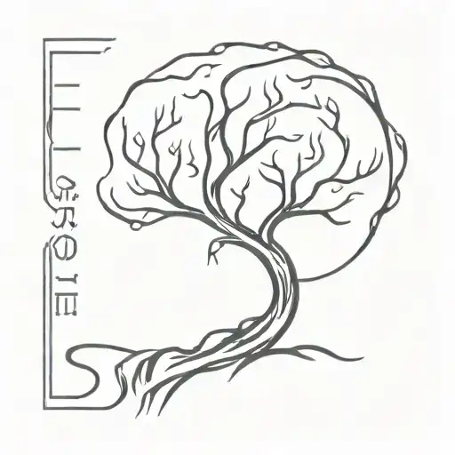 A Minimalist Tattoo Of A Tree Growing Upwards With Roots Spelling Out The Word 'Success'