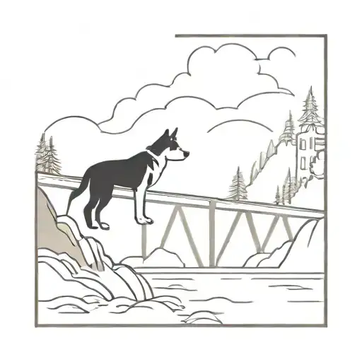 Dog Bridge By River