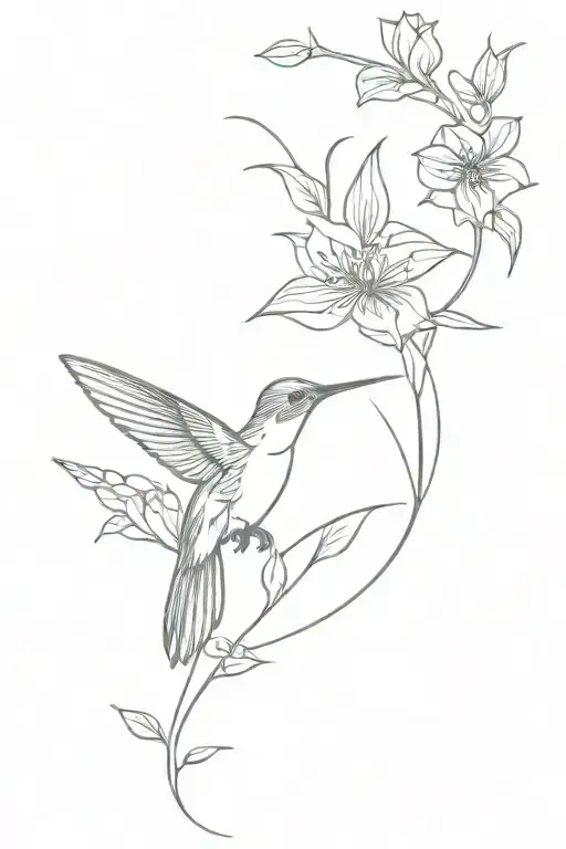 Hummingbird And Flowers