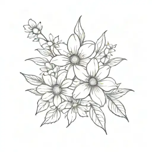 Daisy With Daffodil And Hawthorn Flower