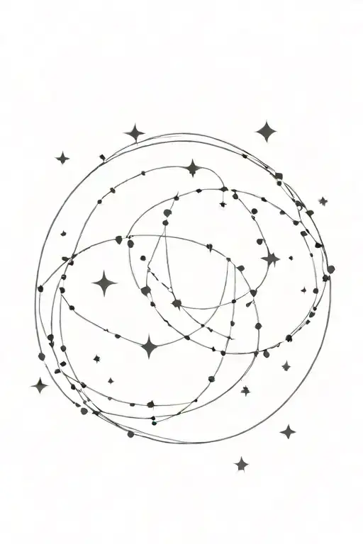 A Mystical Tattoo Of A Night Sky With Constellations Forming The Shape Of A Religious Symbol