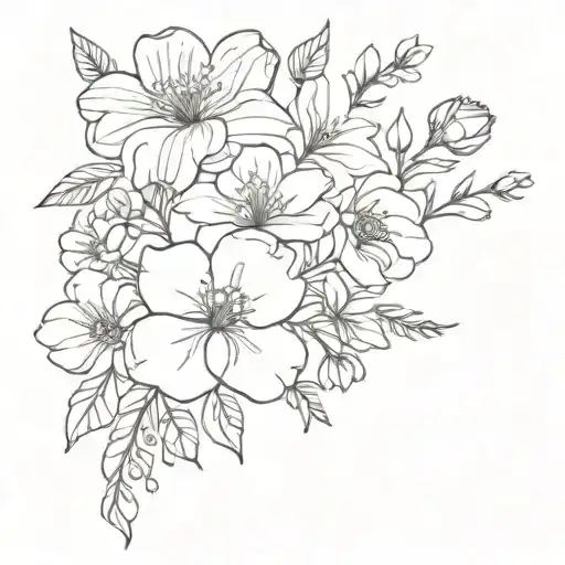 Flower Bouquet Fine Line