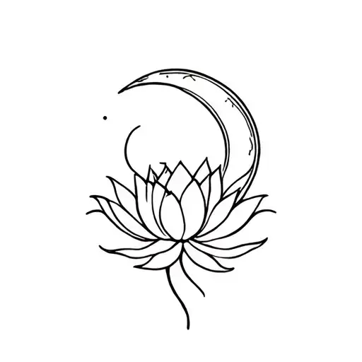 Lotus Flower And Moon