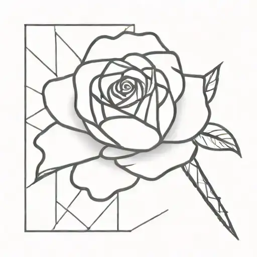 Rose And Sword With Line Work