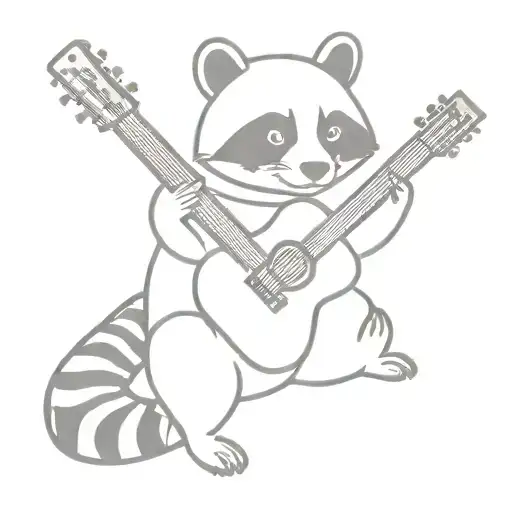 Raccoon And Panda Playing A Guitar