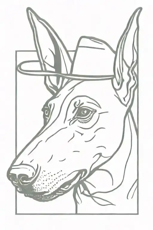 Doberman With Floppy Ears With Cowboy Hat