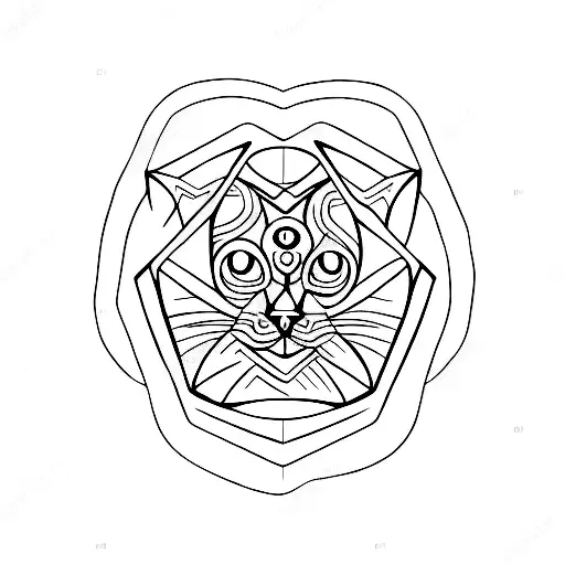 Mystical Symbols Forming The Shape Of A Cat And Beast