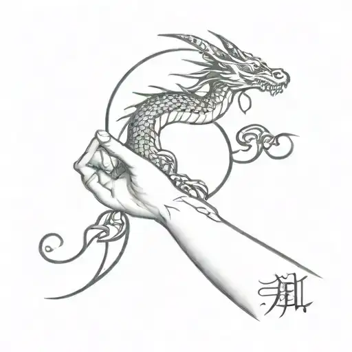 Minimal Tatto On Wrist With Dragon And Letter A In It