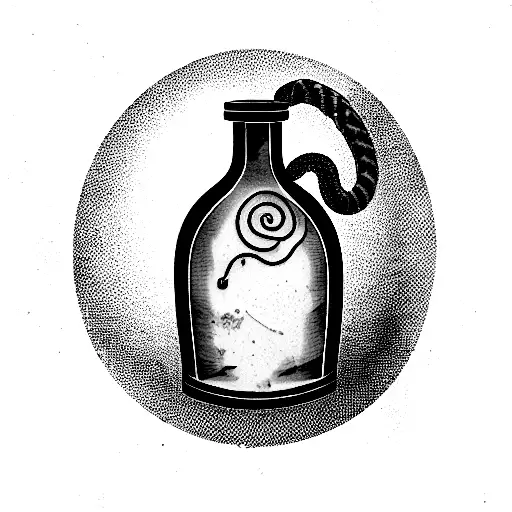 Aged Antique Wine Bottle With Vietnamese Amber Colored Snake Coiled Inside