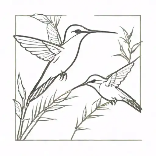 Hummingbird On Bamboo