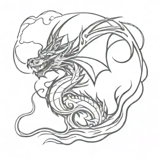 Dragon Surrounded By Flames And Smoke