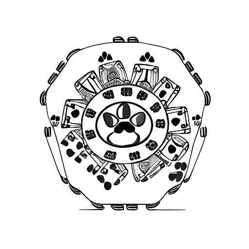 A Poker Chip With A Dog Paw Print In The Center