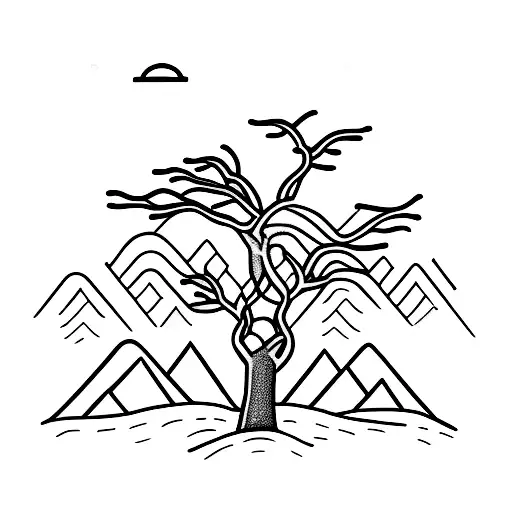 Joshua Tree With Mountain Background