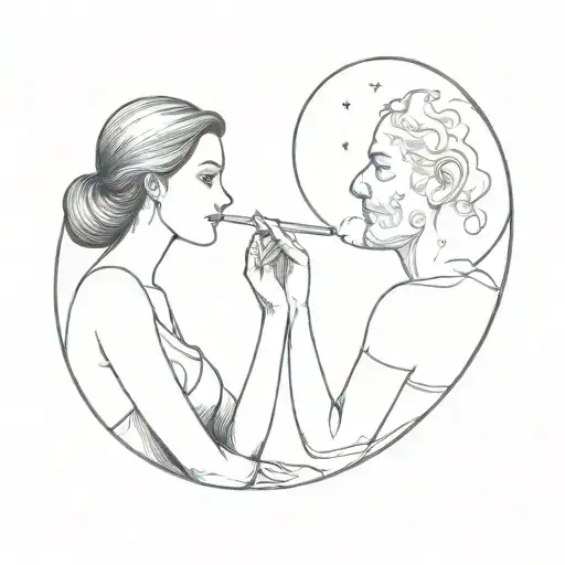 A Man And A Woman Smoking A Cigarette On The Moon
