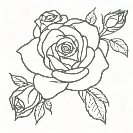 Roses Fine Line Drawing