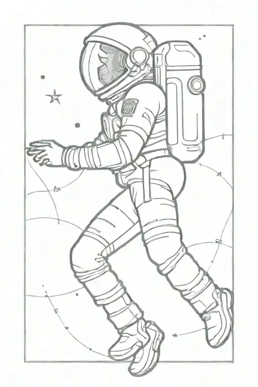 Girl Astronaut Floating In Space