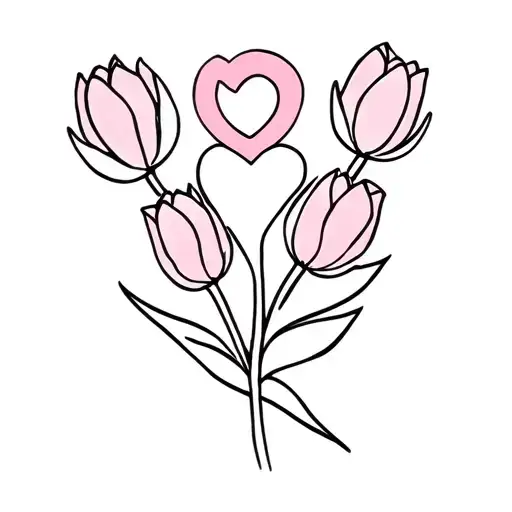 Small Breast Cancer Symbol With A Heart And Tulips
