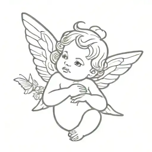 Cherub Angel With Butterfly