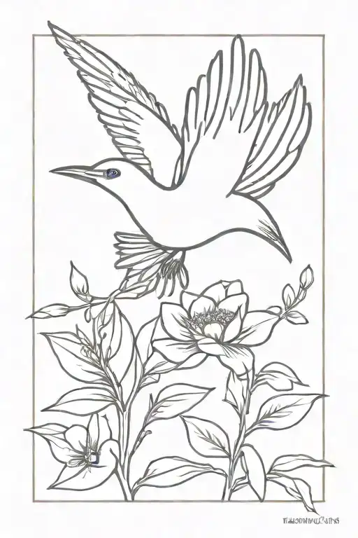 A Flying Bird With A Flower In Its Beak