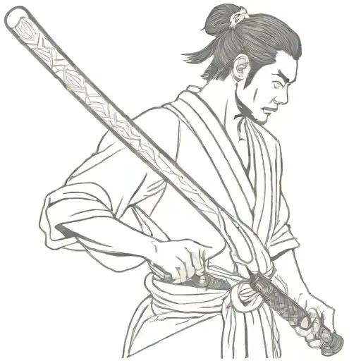 Samurai Master Giving Sword Wrapped