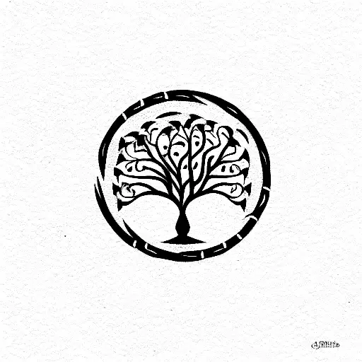 Enzo Circle With Tree Of Life And Unalome
