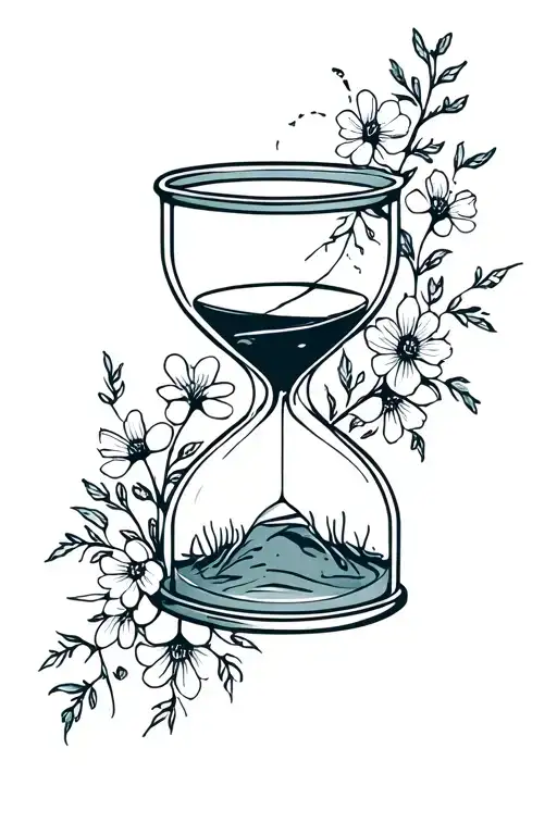 Hourglass With Wildflowers And Vines Growing