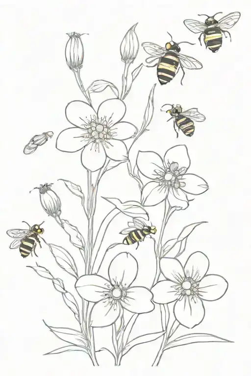 Forget Me Nots Surrounded By Bumble Bee