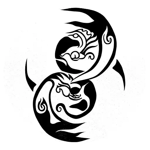 Wolf And Dragon Yin Yang Symbol