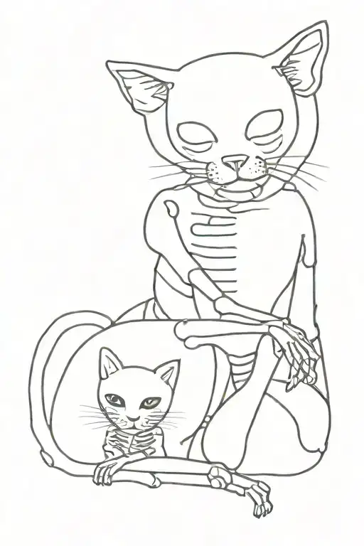 Skeleton And Cat Hugging